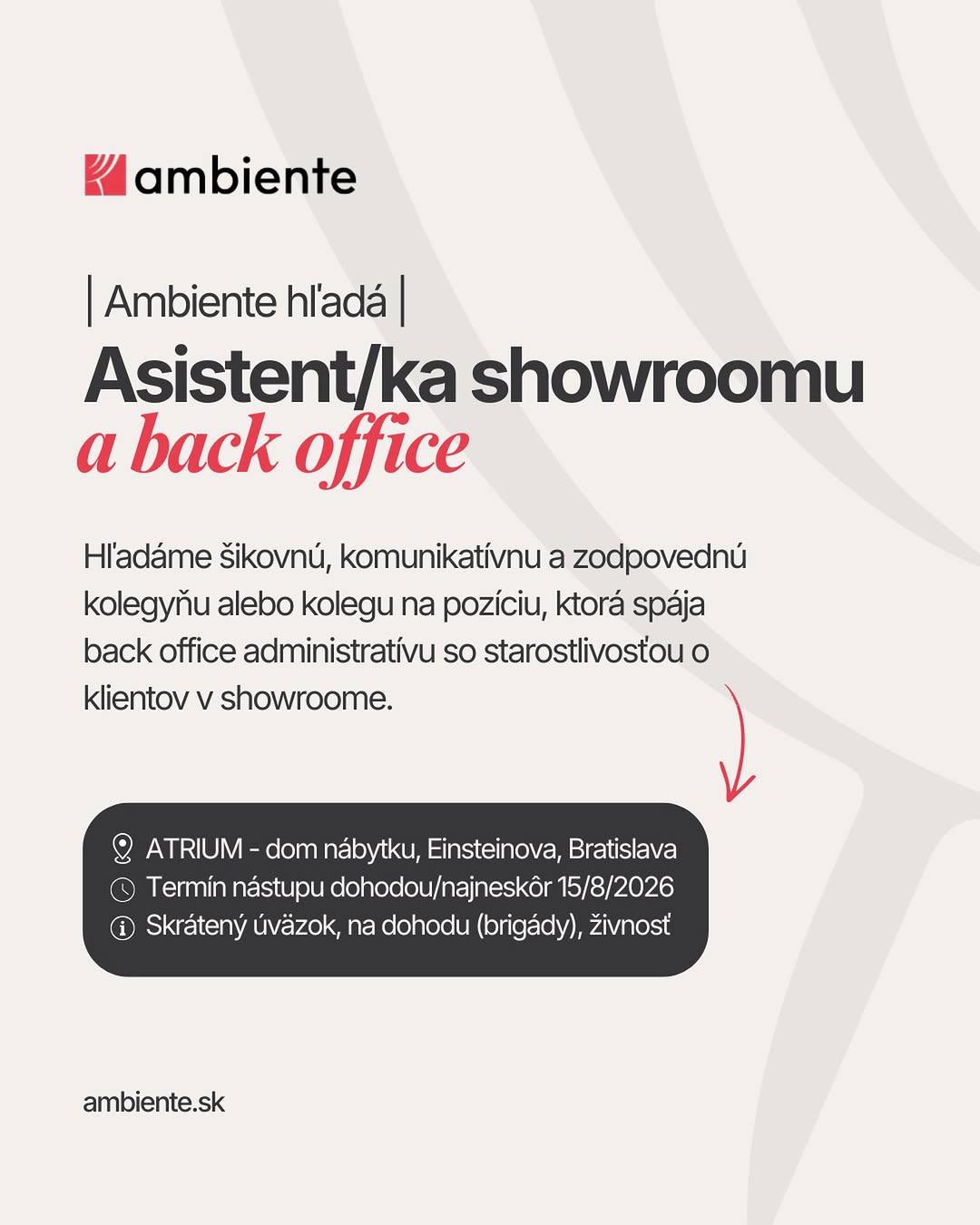 Hľadáme posilu do nášho tímu!

Máte vzťah k dizajnu, radi komunikujete s ľuďm...